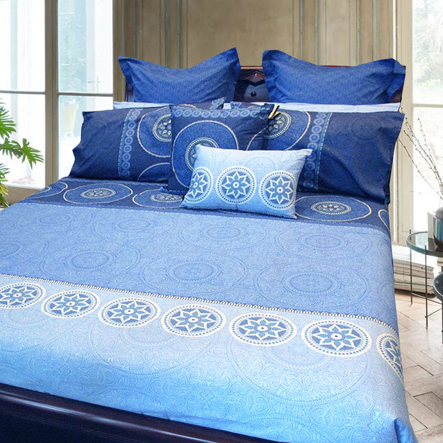 Hotel Living Bazaar Quilt Cover Set BLUE - Queen.