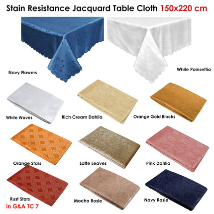 Jacquard Table Cloth Latte Leaves 150 x 220 cm.