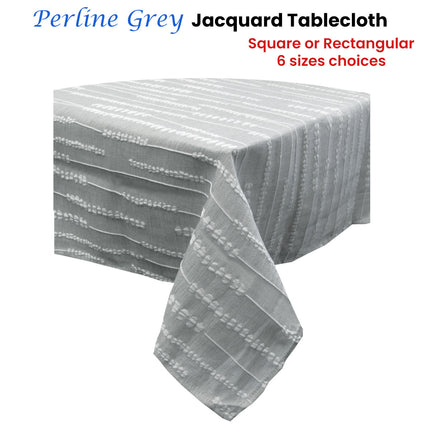 Perline Grey Jacquard Polyester Tablecloth 180 x 350cm.