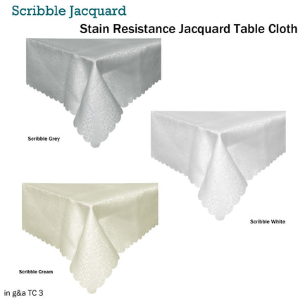 Jacquard Table Cloth Scribble Grey 150 x 270 cm.