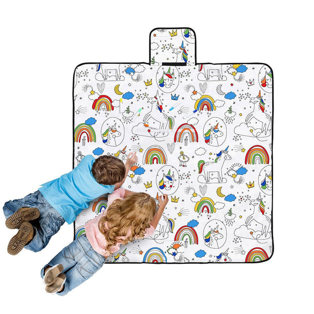 Happy Kids Dream Big Colour Me In Picnic Blanket 125 x 125 cm.