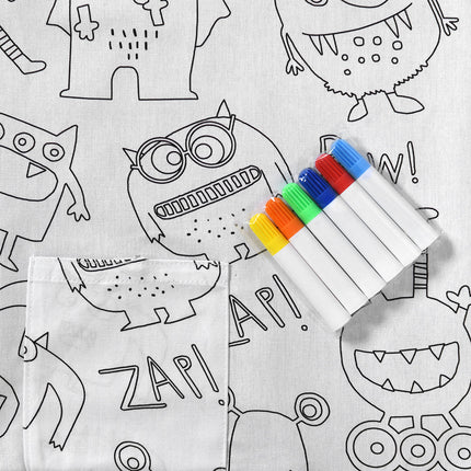 Happy Kids Monster Squad Colour Me In Picnic Blanket 125 x 125 cm.