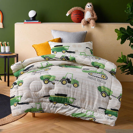 Happy Kids Country Harvest 2 Piece Washed Cotton Cover Comforter Set Single 160cm x 220cm.
