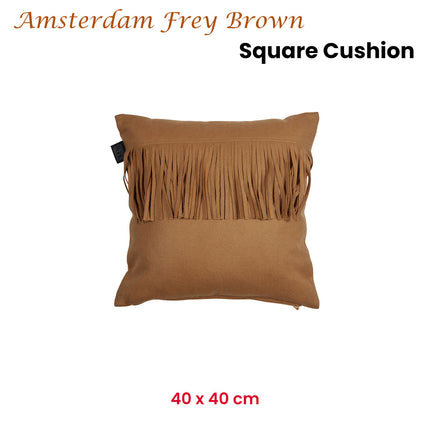 KAAT Amsterdam Frey Brown Square Filled Cushion 40cm x 40cm.