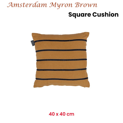 KAAT Amsterdam Myron Brown Stripe Square Filled Cushion 40cm x 40cm.