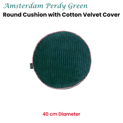 KAAT Amsterdam Perdy Green Round Filled Cushion 40cm Diameter.