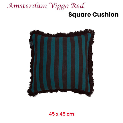 KAAT Amsterdam Viggo Red Stripe Square Filled Cushion 45cm x 45cm.