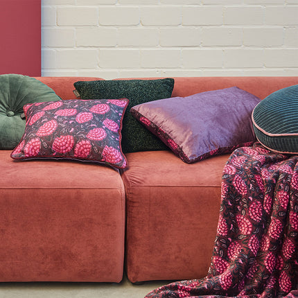 KAAT Amsterdam Boline Aubergine Velvet Oblong Filled Cushion 40cm x 60cm.