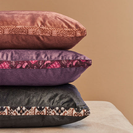 KAAT Amsterdam Boline Aubergine Velvet Oblong Filled Cushion 40cm x 60cm.