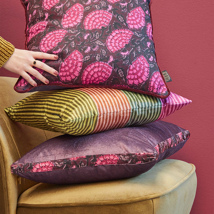 KAAT Amsterdam Boline Aubergine Velvet Oblong Filled Cushion 40cm x 60cm.