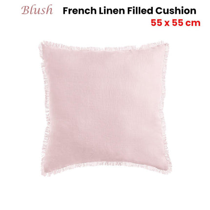 Vintage Design Homewares Blush French Linen Filled Cushion Square - 55cm x 55cm.