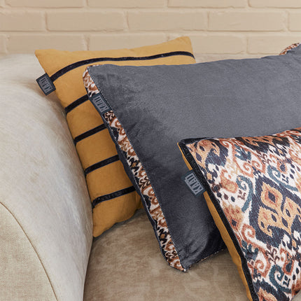 KAAT Amsterdam Julan Anthracite Velvet Oblong Filled Cushion 40cm x 60cm.