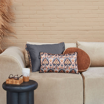 KAAT Amsterdam Julan Anthracite Velvet Oblong Filled Cushion 40cm x 60cm.