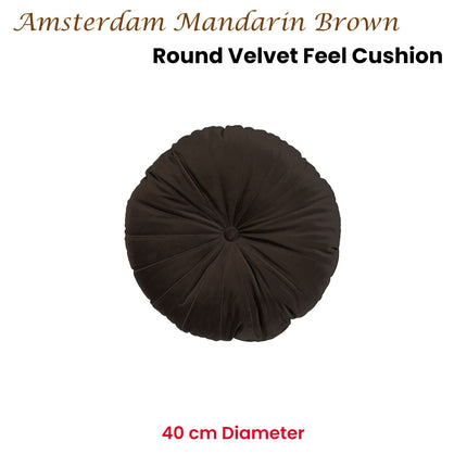 KAAT Amsterdam Mandarin Brown Round Filled Cushion 40cm Diameter.