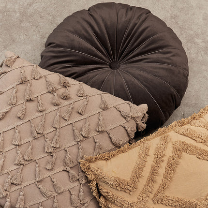 KAAT Amsterdam Mandarin Brown Round Filled Cushion 40cm Diameter.