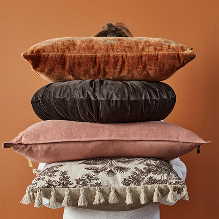 KAAT Amsterdam Mandarin Brown Round Filled Cushion 40cm Diameter.