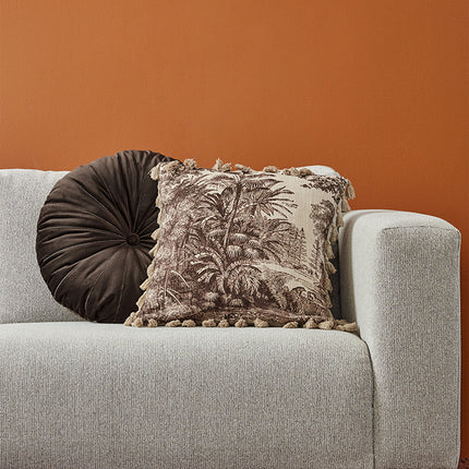 KAAT Amsterdam Mandarin Brown Round Filled Cushion 40cm Diameter.