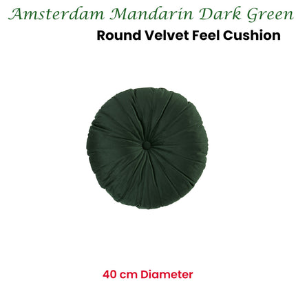 KAAT Amsterdam Mandarin Dark Green Round Filled Cushion 40cm Diameter.