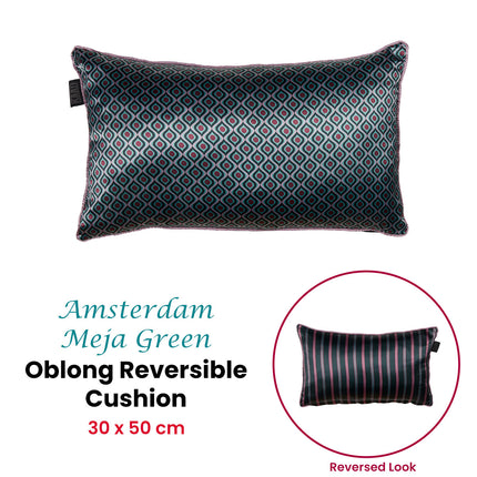KAAT Amsterdam Meja Green Reversible Oblong Filled Cushion 30cm x 50cm.