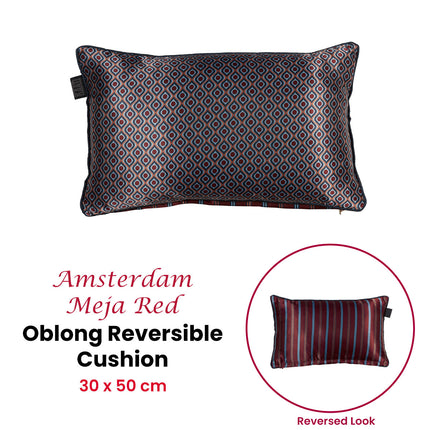 KAAT Amsterdam Meja Red Reversible Oblong Filled Cushion 30cm x 50cm.