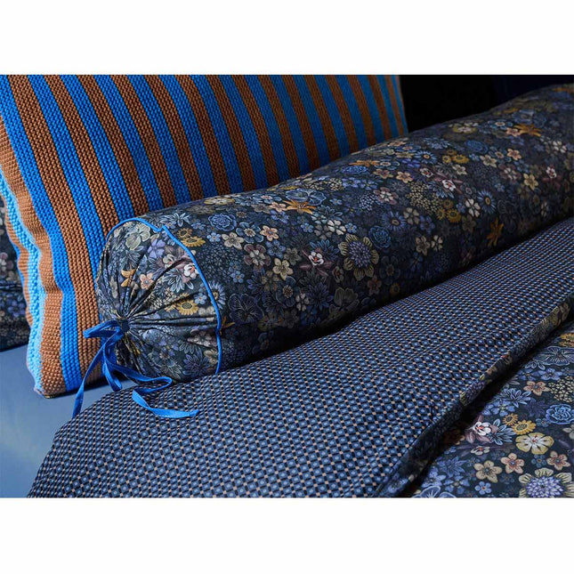 PIP Studio Tutti i Fiori Dark Blue Cotton Cover Roll Cushion 22cm x 70cm.