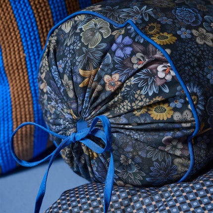 PIP Studio Tutti i Fiori Dark Blue Cotton Cover Roll Cushion 22cm x 70cm.