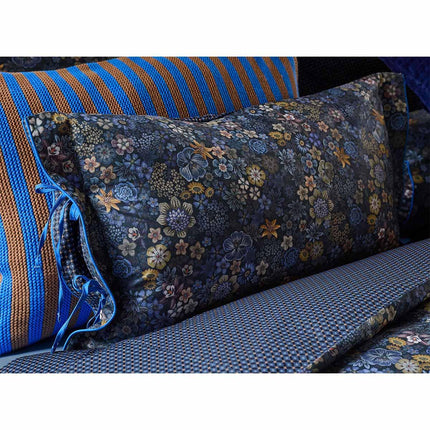 PIP Studio Tutti i Fiori Dark Blue Cotton Cover Oblong Cushion 35cm x 60cm.