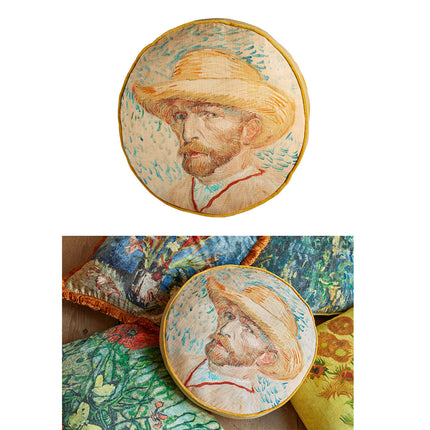 Bedding House Van Gogh Self Portrait Round Cushion.