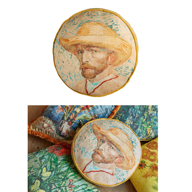 Bedding House Van Gogh Self Portrait Round Cushion.