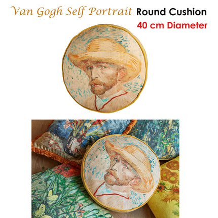Bedding House Van Gogh Self Portrait Round Cushion.