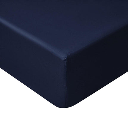 Accessorize 400TC Navy Bamboo Cotton Fitted Sheet 40cm Wall Queen.