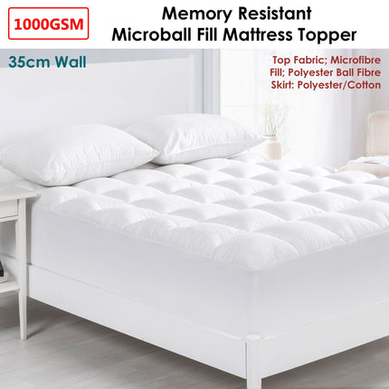 Cloudland 1000GSM Memory Resistant Microball Fill Mattress Topper King Single.