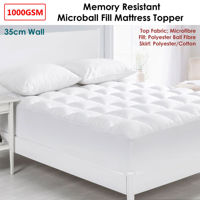 Cloudland 1000GSM Memory Resistant Microball Fill Mattress Topper Super King.