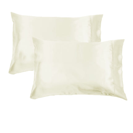 Accessorize 300TC Deluxe Essentials Satin Standard Pillowcases Stone (Ivory).