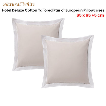 Accessorize Pair of  White/Natural Tailored Hotel Deluxe Cotton European Pillowcases.