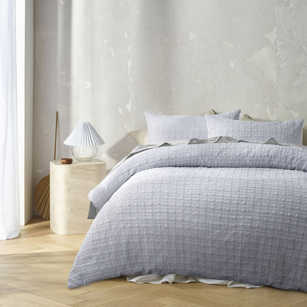Accessorize Augusta Grey Ruched Quilt Cover Set Queen.