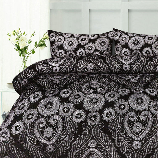 Big Sleep Batik Black Quilt Cover Set Double.