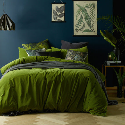 Vintage Design Homewares Cotton Velvet Quilt Cover Set Mossy Road Queen.