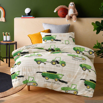 Happy Kids Country Harvest Washed Quilt Cover Set Single.