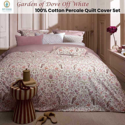 PIP Studio Garden of Dove Off White Cotton Quilt Cover Set Super King.