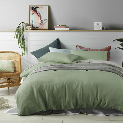 Accessorize 100% Linen Sage Quilt Cover Set King.