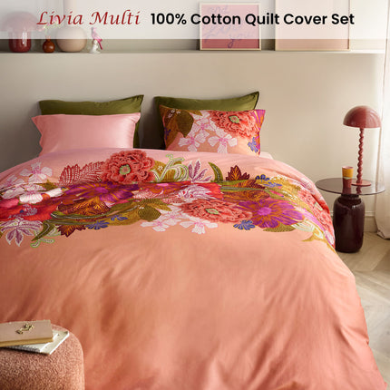 Oilily Livia Multi Cotton Floral Quilt Cover Set Queen.