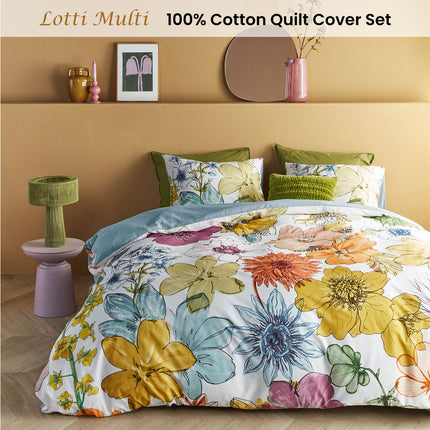 Bedding House Lotti Multi Cotton Floral Quilt Cover Set King.