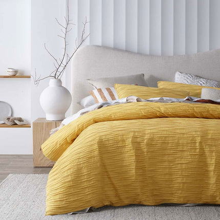 Vintage Design Homewares Malvern Ochre Cotton Quilt Cover Set Single.