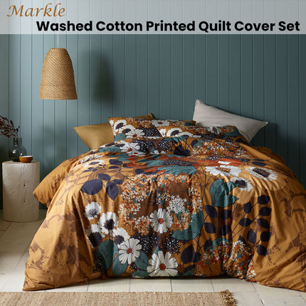 Accessorize Markle Washed Cotton Printed Quilt Cover Set Queen.
