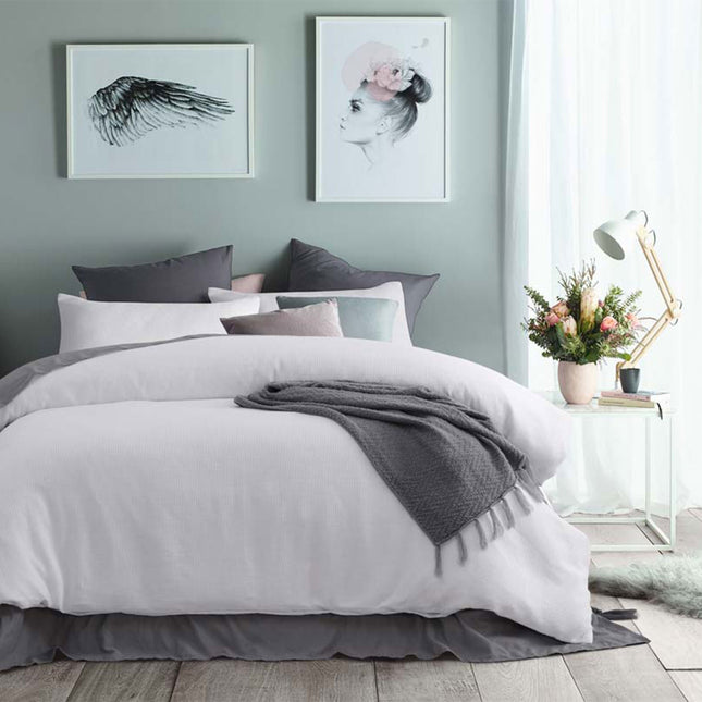 Accessorize White Waffle Polyester Quilt Cover Set King.