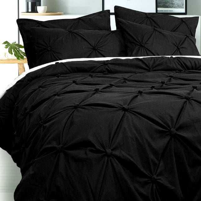 Bloomington Puffy Quilt Cover Set Black SUPER KING.