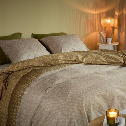 Bedding House Sanna Gold 100% Cotton Percale Quilt Cover Set Queen.
