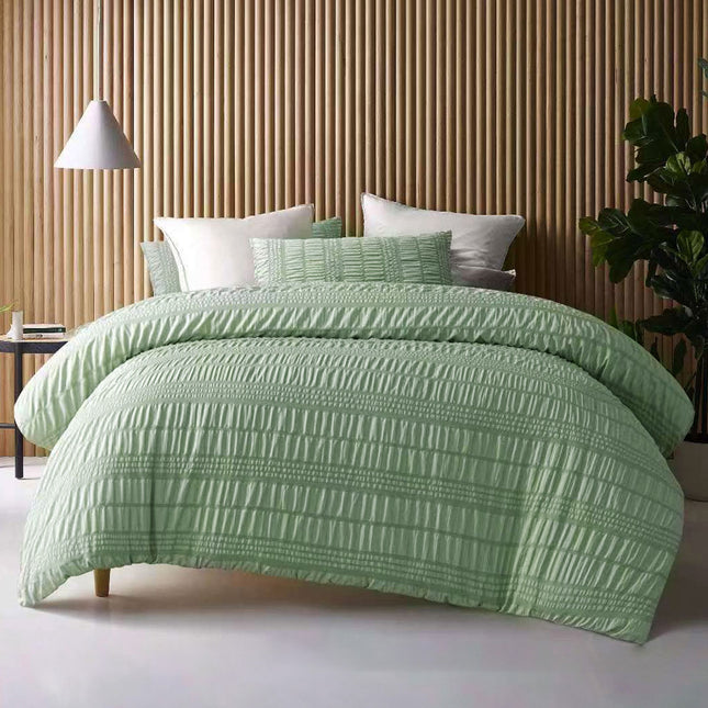Accessorize Seersucker Sage Polyester Quilt Cover Set Queen.
