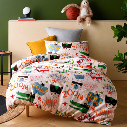 Happy Kids Superhero Quilt Cover Set Single.